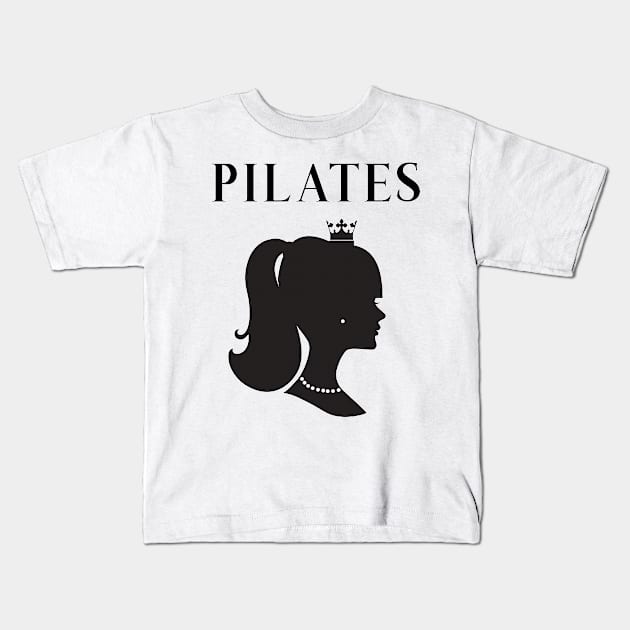 Pilates Queen Silhouette Kids T-Shirt by ClaudiaFlores